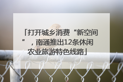 打开城乡消费“新空间”，南通推出12条休闲农业旅游特色线路